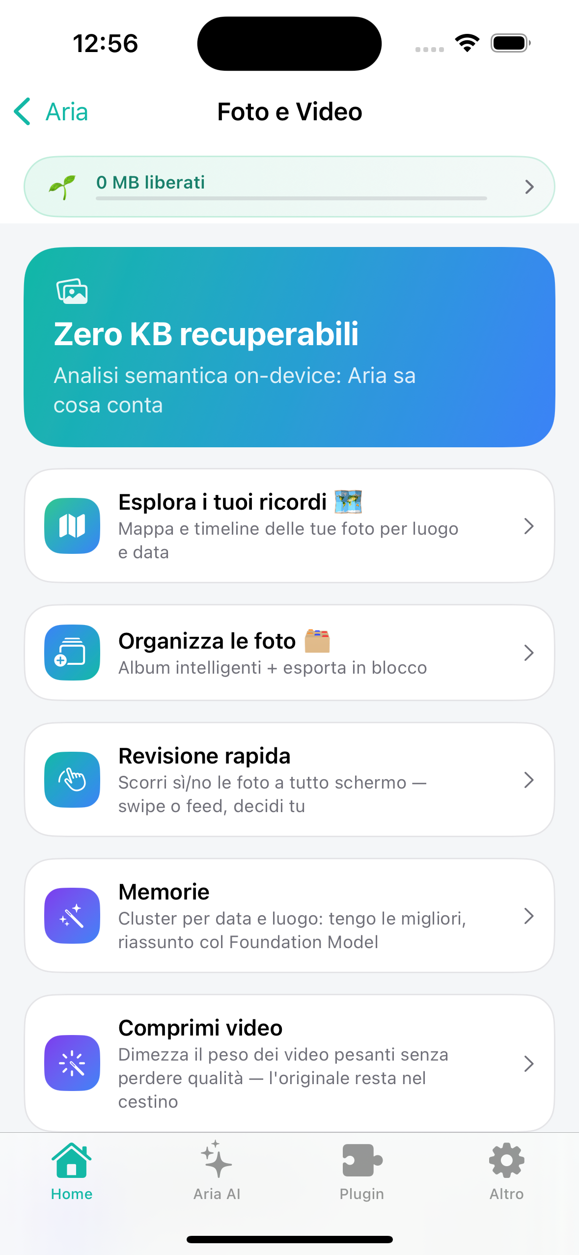 Modulo Foto e Video di Aria: duplicati, sfocate e memorie